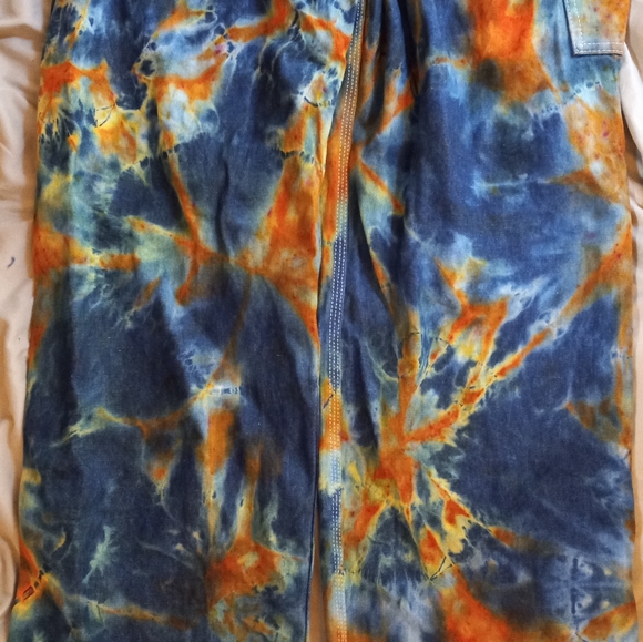 Tie dye Overalls 34×32, Grateful Dead patch Overalls, blue × orange Overalls - Picture 7 of 12